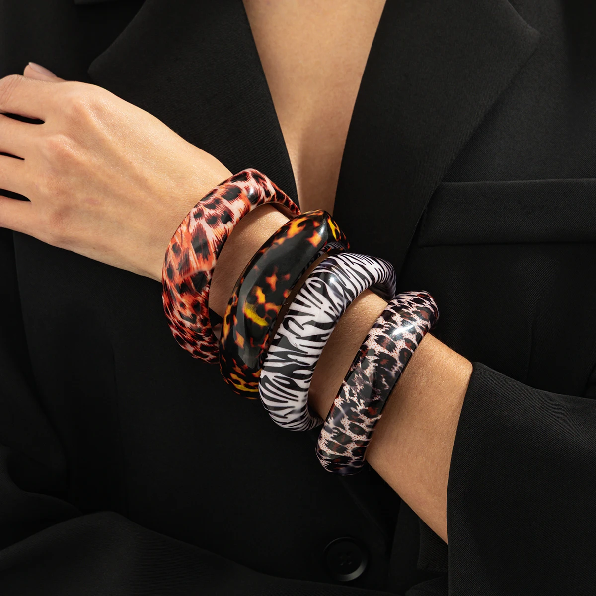 Salircon Vintage Übertreiben Leopard Harz Acryl Armbänder Frauen Charme Geometrische Runde Hand Armreifen Paar Schmuck 2026 Neue
