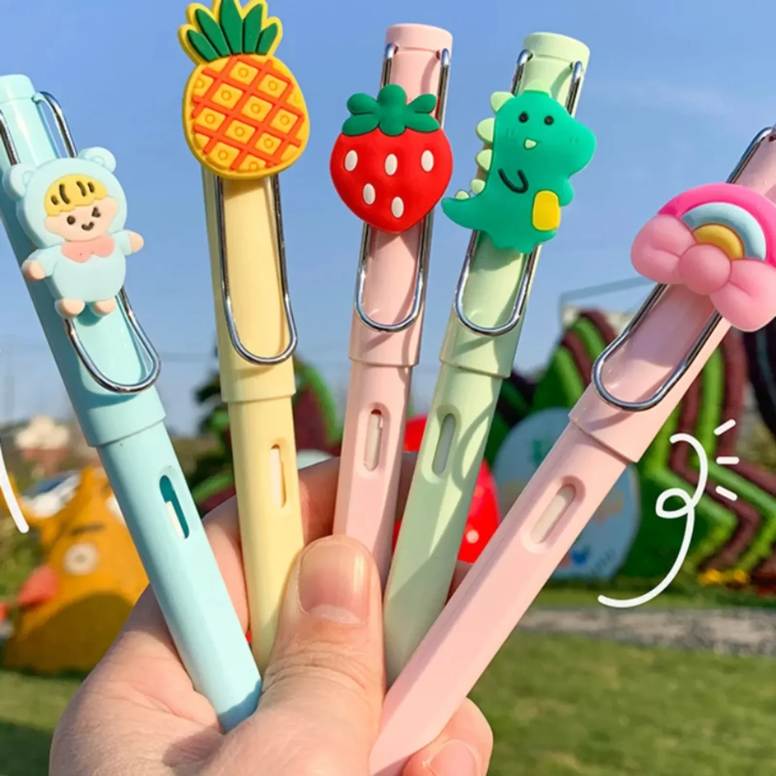 Cartoon Infinity Pencil with Fruits Animal Decoration Eternal Pencil for Kids Cute Stationery Kawaii School Supplies