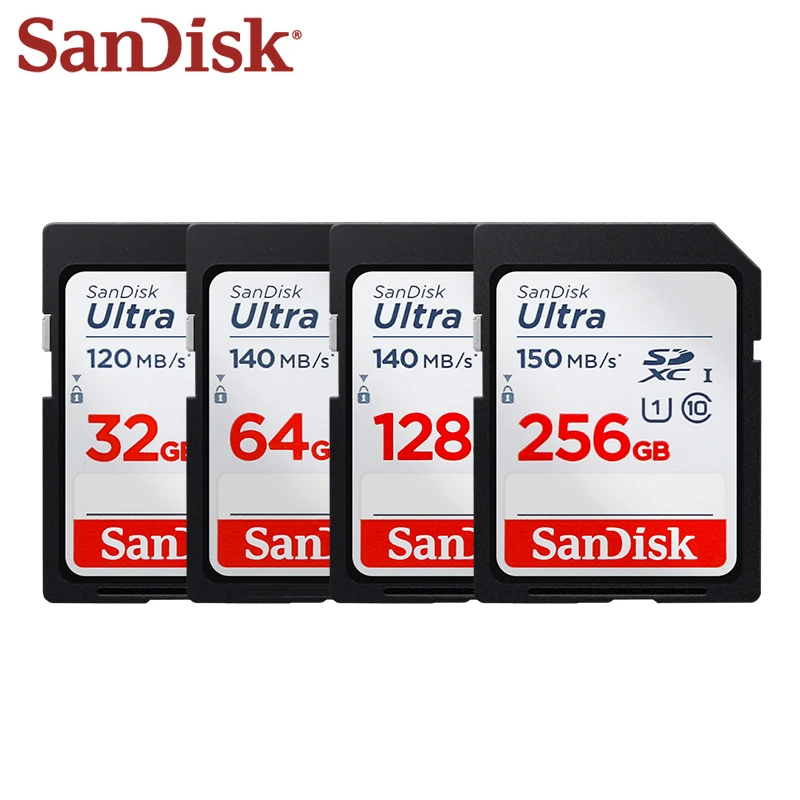 Sandisk SD Card Ultra 32GB SDHC 64GB 128GB 256GB SDXC Flash Secure Digital Memory Card Reading up to 120MB/S C10 Storage Card