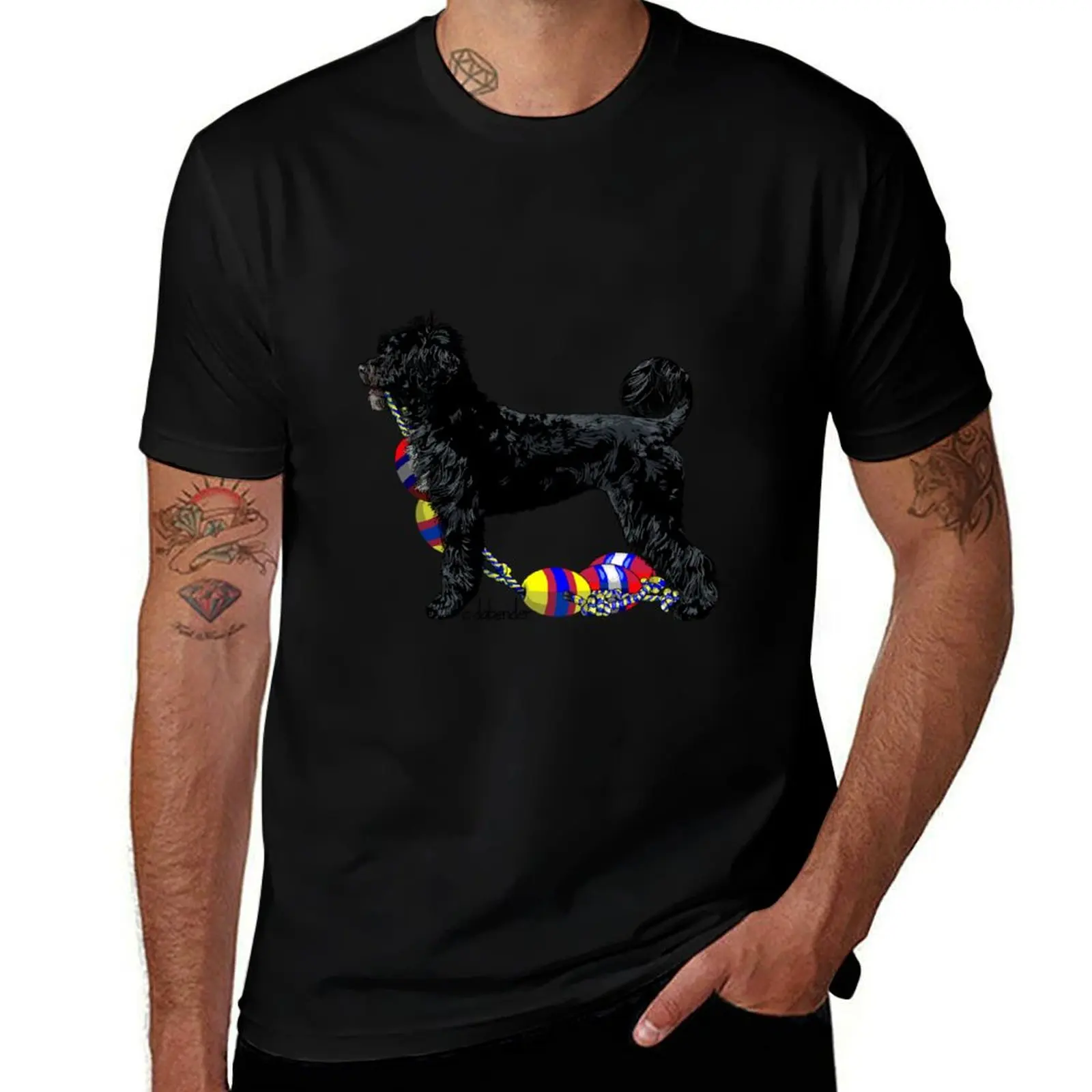 Portuguese Water Dog Standing with Float Line T-Shirt funny t shirts dark humor cotton t shirts high quality man tshirt T-Shirt