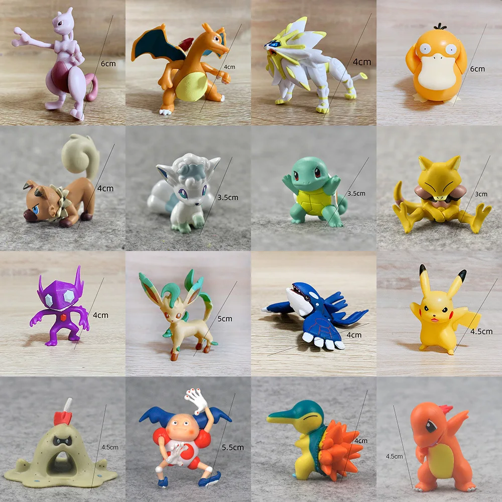 3.5cm Takara Tomy Pokemon Charizard Cubone Rockruff Kyogre Pikachu Mewtwo Psyduck Mr. Mime Cyndaquil Mini Figure Toy Model Doll