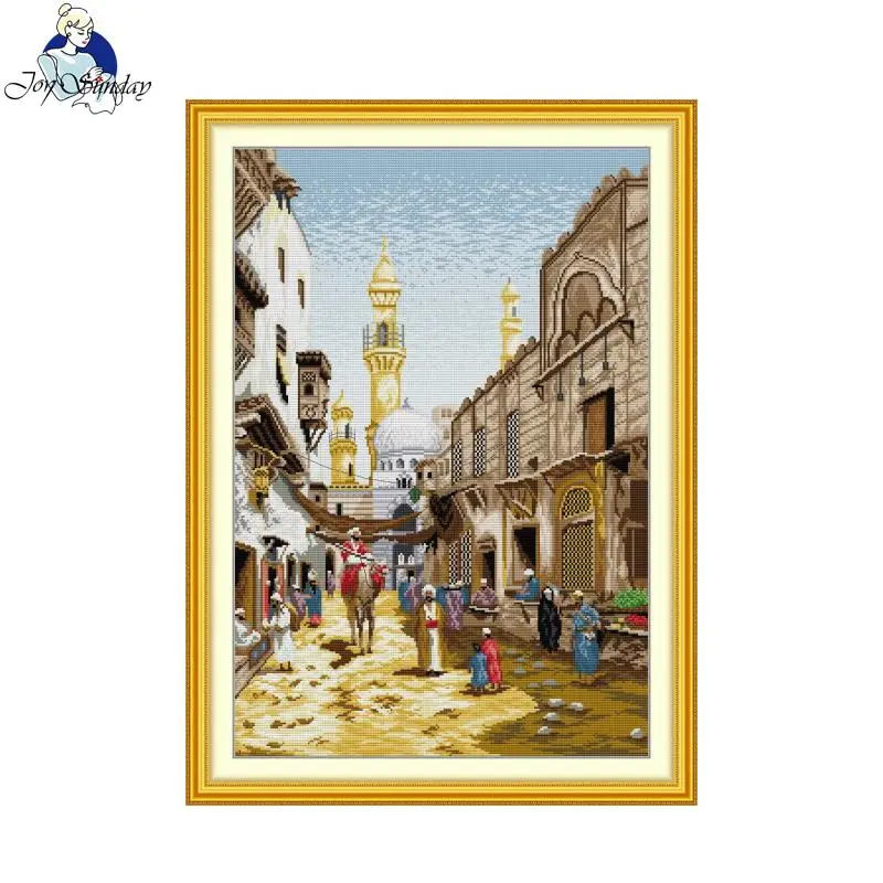 

Набор для вышивания крестиком Joy Sunday «Рынок Багдад» с HD-рисунком, наборная ткань Aida 16/14/11CT, набор для вышивания своими руками с подарками