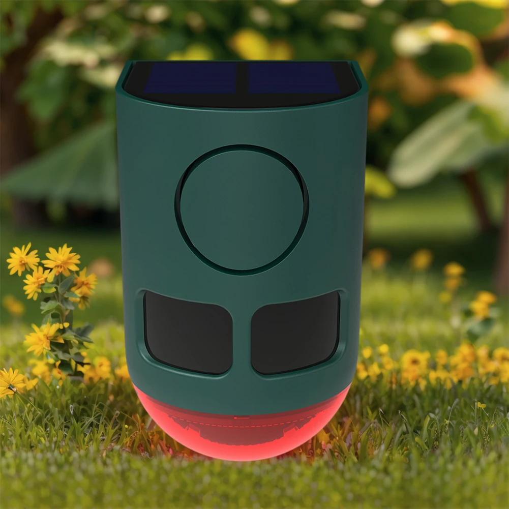 

Solar Outdoor Motion Sensor Alarm 129dB Loud Sound Noise Maker To Deter Raccoon Deer Skunk Bear Coyote for Yard Farm Garden