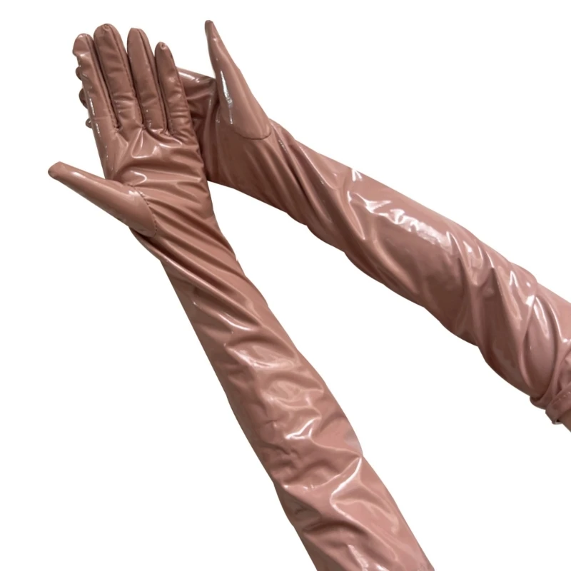 Dark Long Gloves PU Proms Gloves for Operas Stage Performances Evening Dinner Women Gloves Lady Gloves Dropshipping