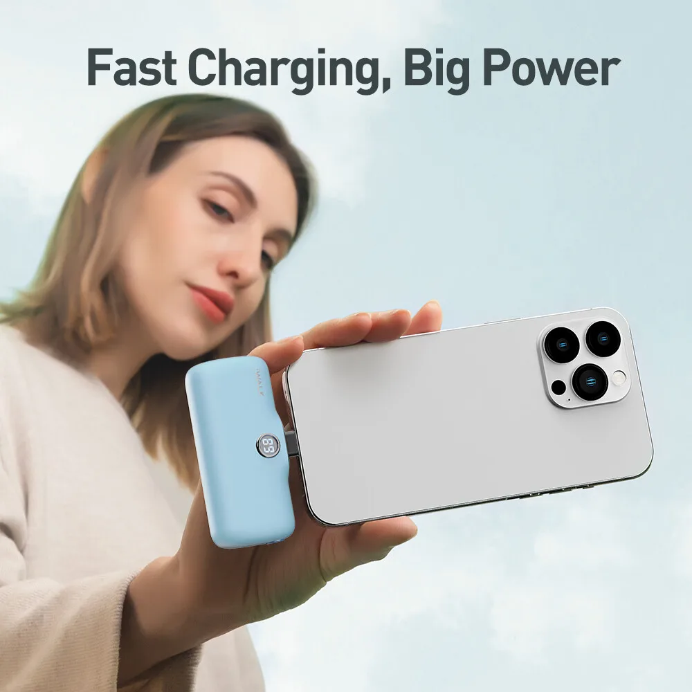 iwalk mini portable capsule power bank 20W fast charging emergency power supply suitable for iPhone Type-C Lightning