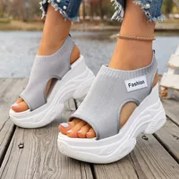 Summer Elegant and Sexy Wedge Thick Soled Sandals Fashionable Best Selling New Comfortable Plus Size Beach Women's Shoes - Image 5