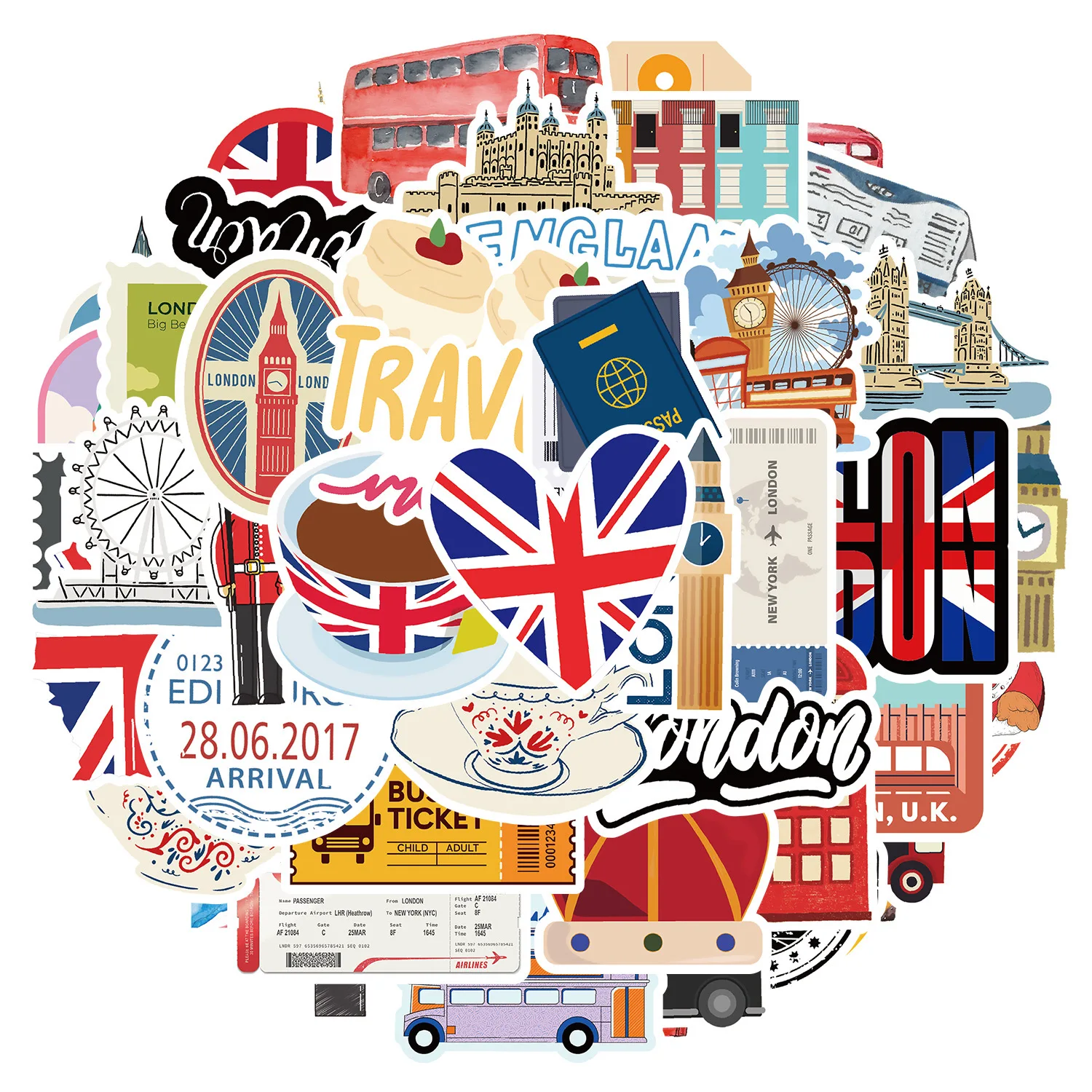 10/50PCS Cool British London Landscape City Travel Stickers Aesthetic DIY Scrapbook Laptop Fridge Luggage Phone Graffiti Sticker