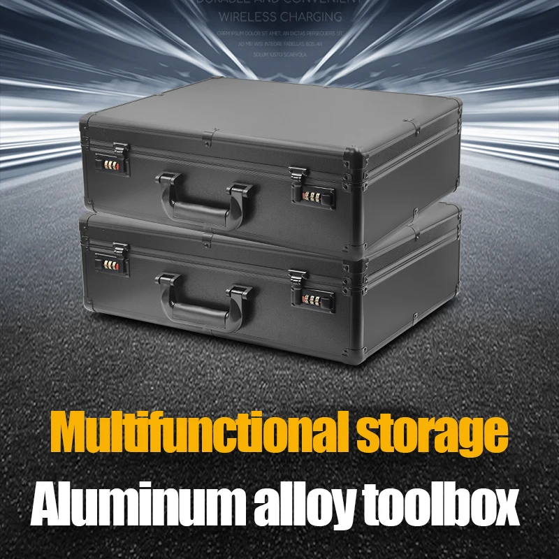 Premium Full Black Aluminum Alloy Combination Box-Versatile Storage Solution,for Tools,Documents,and Gifts,Digital password lock