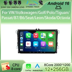 Android 16 9“ Car Radio For VW/Volkswagen/Golf/Polo/Tiguan/Passat/B7/B6/Seat/Leon/Skoda/Octavia GPS Navigation Multimedia Playe