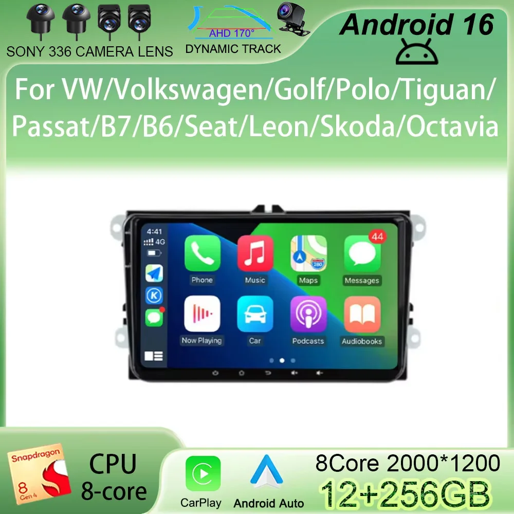 Android 16 9“ Car Radio For VW/Volkswagen/Golf/Polo/Tiguan/Passat/B7/B6/Seat/Leon/Skoda/Octavia GPS Navigation Multimedia Playe
