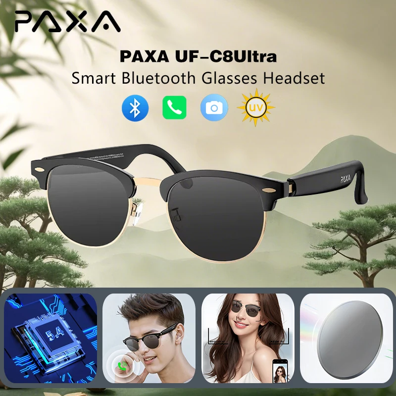 

New PAXA UF-C8Ultra Anti-Blue Light Sunglasses Smart Bluetooth Glasses Headset 5.4 Call Music Playback Bone Conduction Earphones