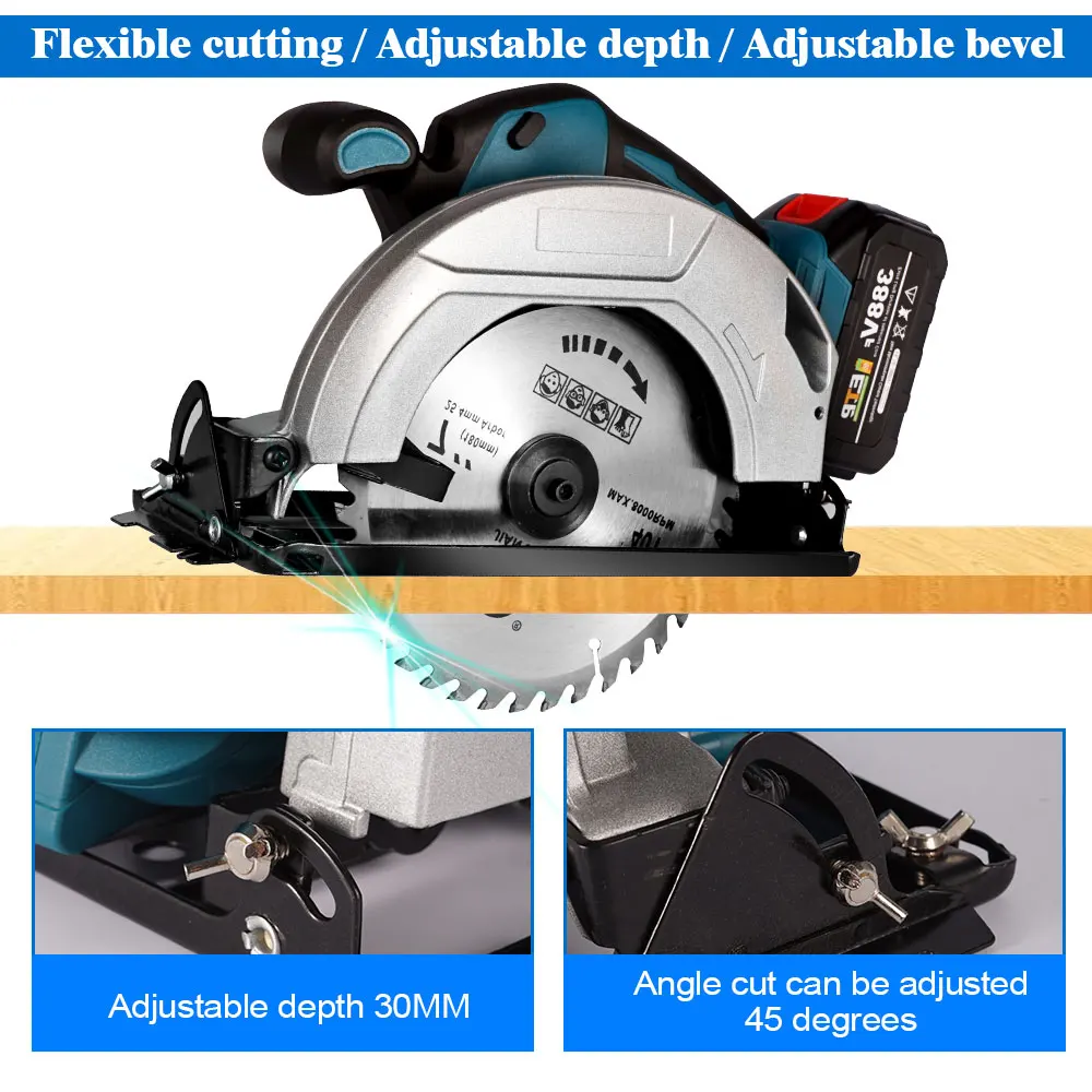 ONEVAN 180mm 7 inch Brushless Electric Circular Saw Wood Stone Adjustable Cordless Circular Cutter Saw For Makita 18v Battery