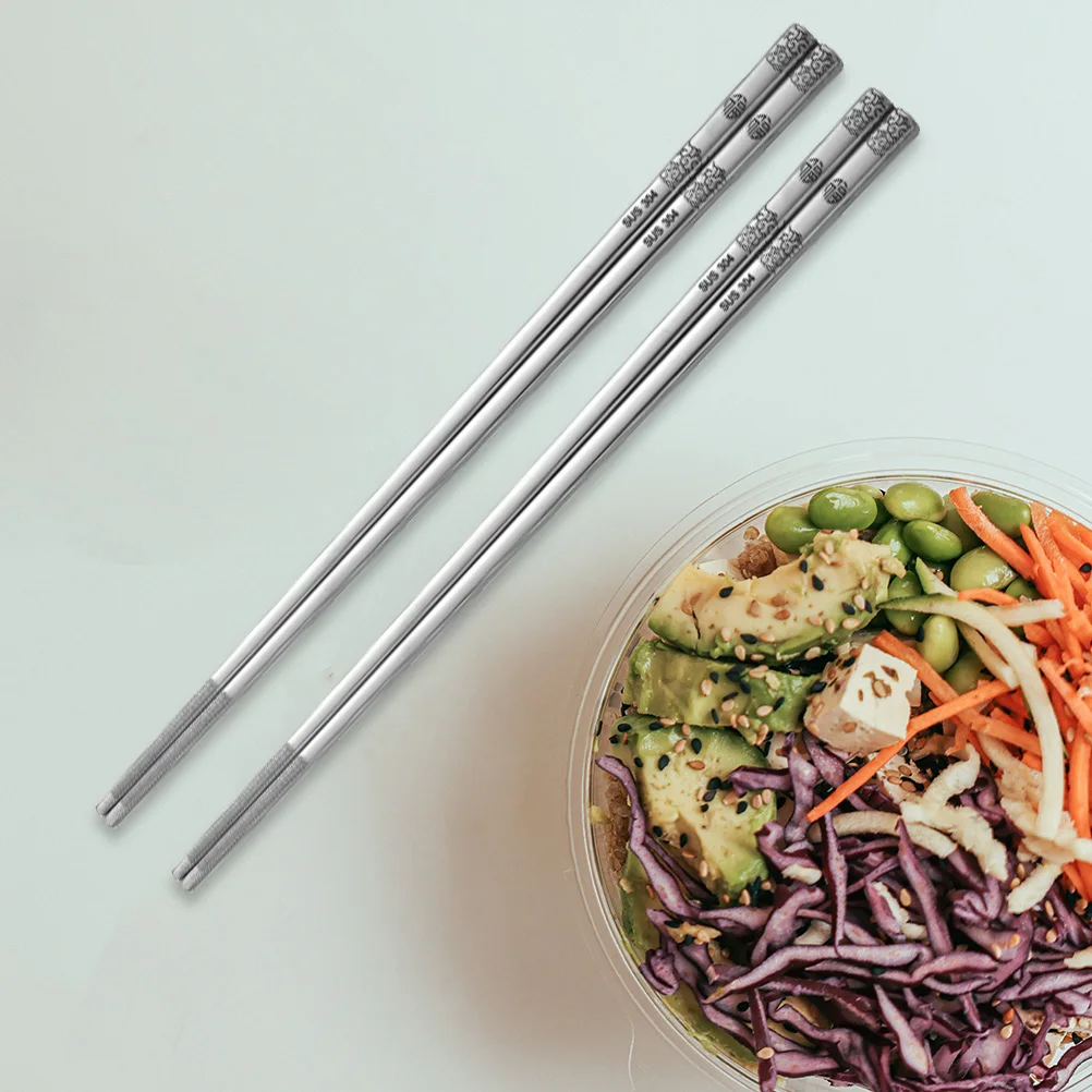 

Stainless Steel Chopsticks Set 5 Pairs Reusable Non Slip Lightweight Kitchen Tableware Dishwasher Safe Storage Tools