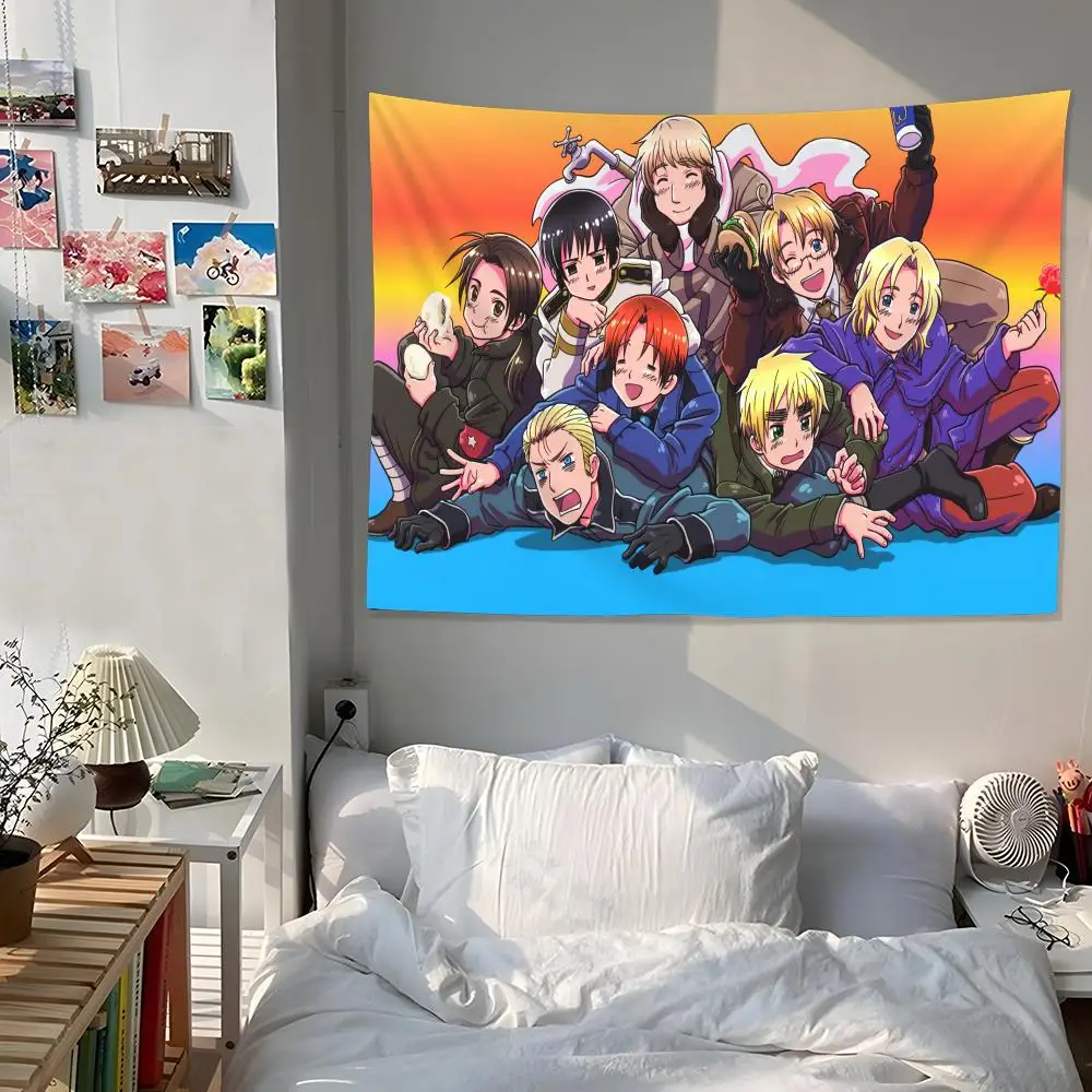 H-Hetalia W-World Stars Tapestry Custom Living Bedroom Party Dormitory Interior Wall Bohemian Decoration Attached Clip