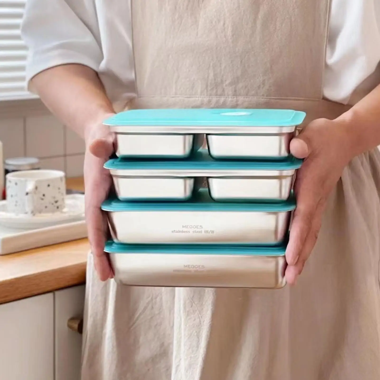 304 صندوق غداء من الفولاذ المقاوم للصدأ بينتو الحاويات مانعة للتسرب مختومة تخزين المواد الغذائية للسفر نزهة مكتب قابلة لإعادة الاستخدام صندوق سلطة الفاكهة #3