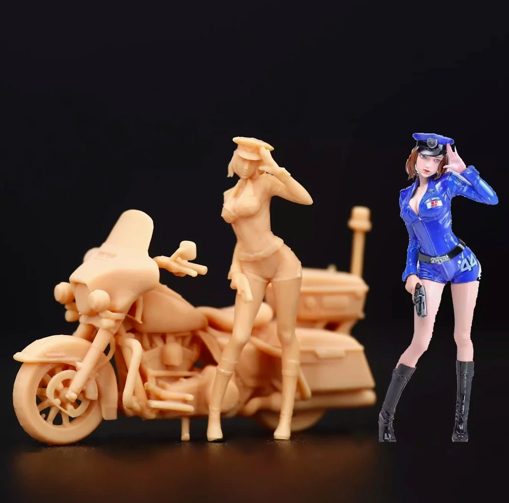 

1/64 1/43 Miniature Figure Model Patrolwoman Police Car3D Resin Printing Handpainted Miniature Scene Micro Creative Photography