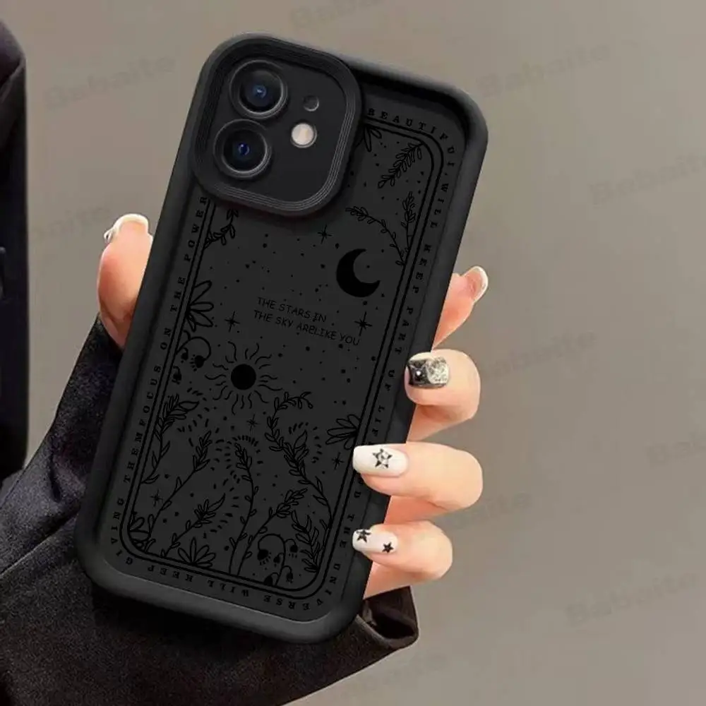 Silikonowe etui na telefon z motywem czarownic, księżyca, gwiazdy, tarota, tajemniczego totemu, odporne na wstrząsy, do iPhone 17 Air 17 16 15 14 13 12 11 Plus Pro Max