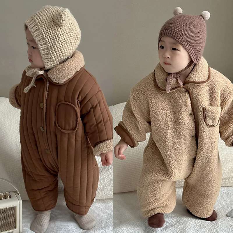 

Double Sided Baby Winter Romper Plush One-Piece Clothes Kids Jumpsuit for Boys Girls Korean Toddler Infant Outfit 0-24M