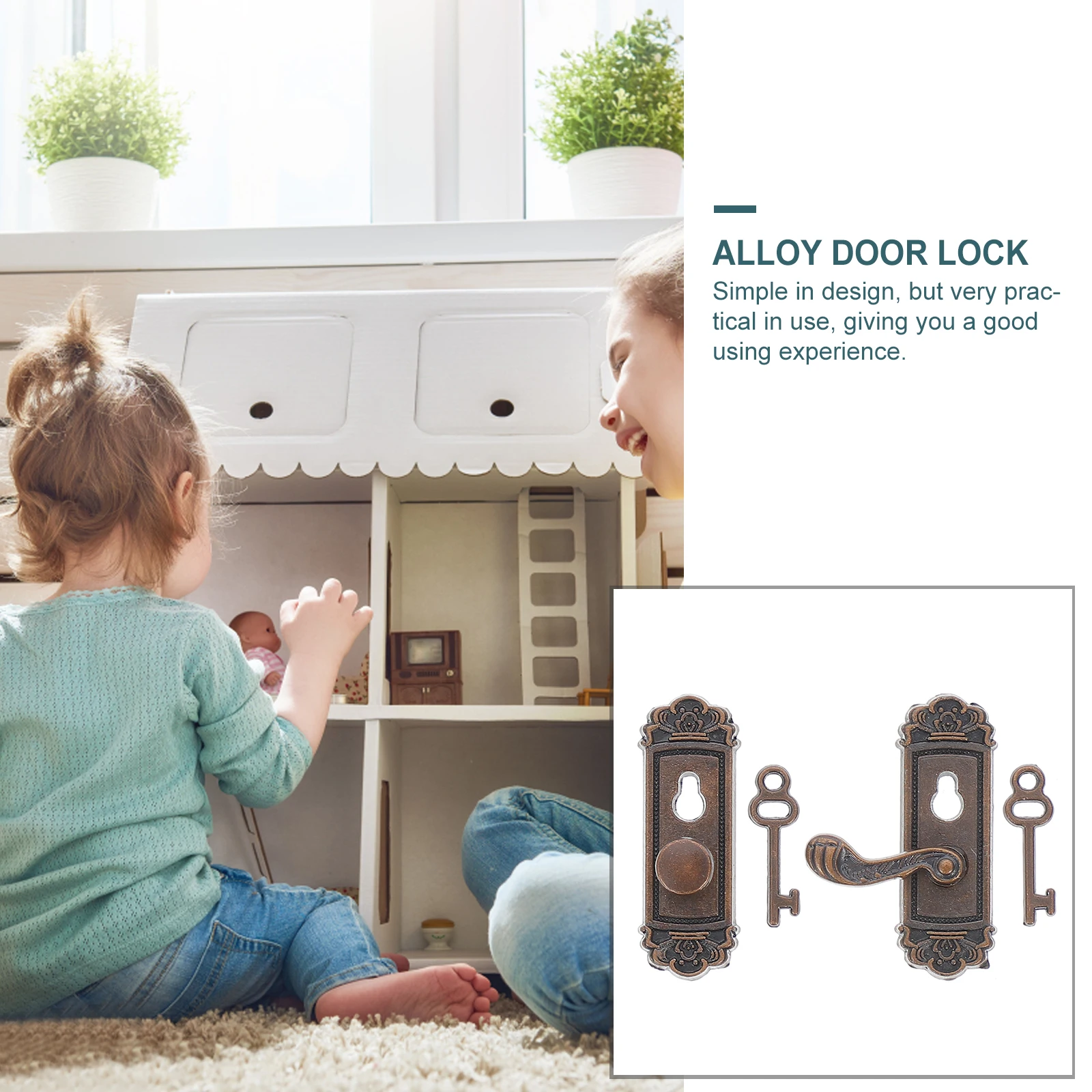 

Door Lock Accessories Model Toy Dollhouse Mini Handle Knob Hardware Miniature Locks Coffee Child