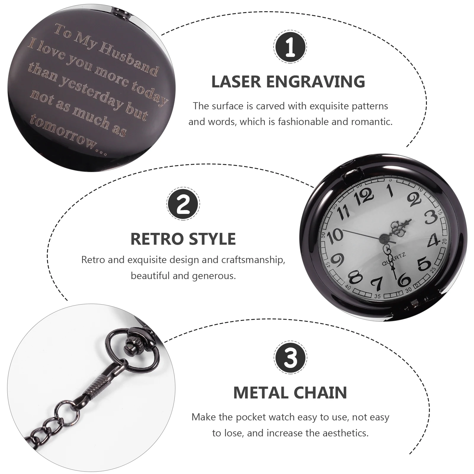 

Watch Hanging Mechanical Vintage Watches for Men Retro Quartz Movement Alloy
