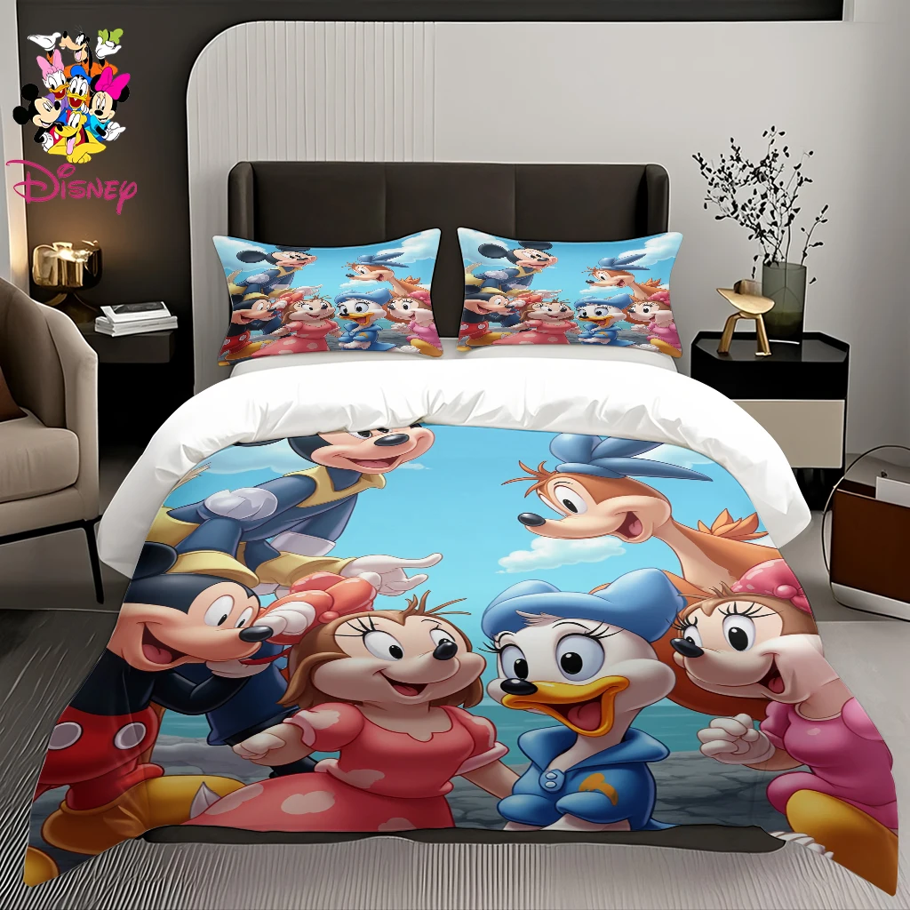 طقم غطاء لحاف ديزني ستيتش ميكي 2/3 قطعة بدون حشو، مفروشات مريحة عصرية لغرف النوم العائلية