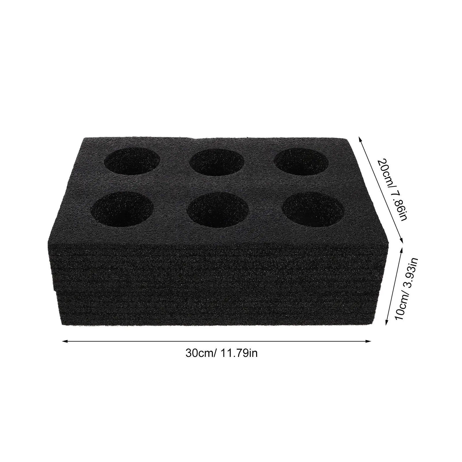 Bulb Tray 6 Compartments Light Bulb Sponge Tray 6Cm Hole Vibration Resistant Shockproof Organizer Home Storage Outdoor Use Black