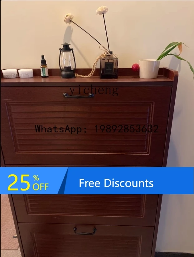 Chinese Style Ultra-Thin Flip Shoe Cabinet for Home Entrance New Entryway Cabinet Integrated Shoe Rack