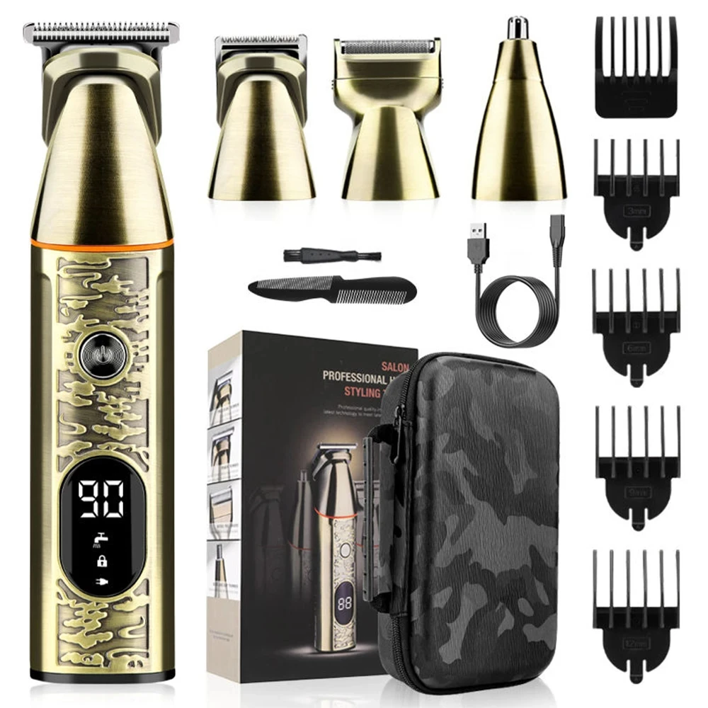 

Unicorn bag Custom Logo 4 in 1 Grooming Kit LED Display hair trimmer Cordless Hair Cutting Machines clipper Kit With Stand