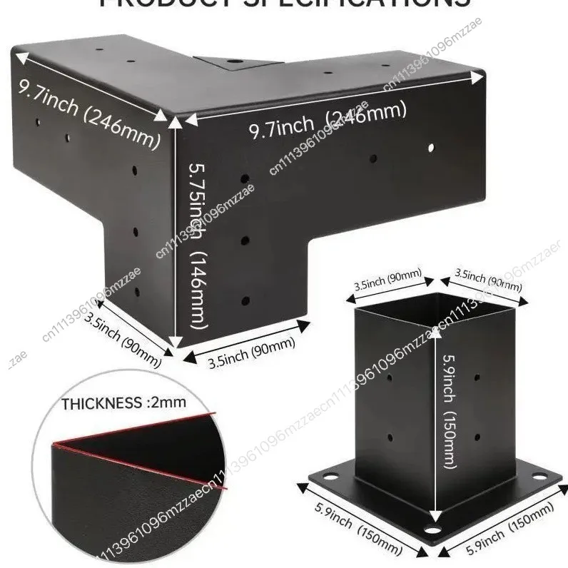 Black Coated Pergola Bracket Post Shoulder Base Pergola Steel Bracket Kit