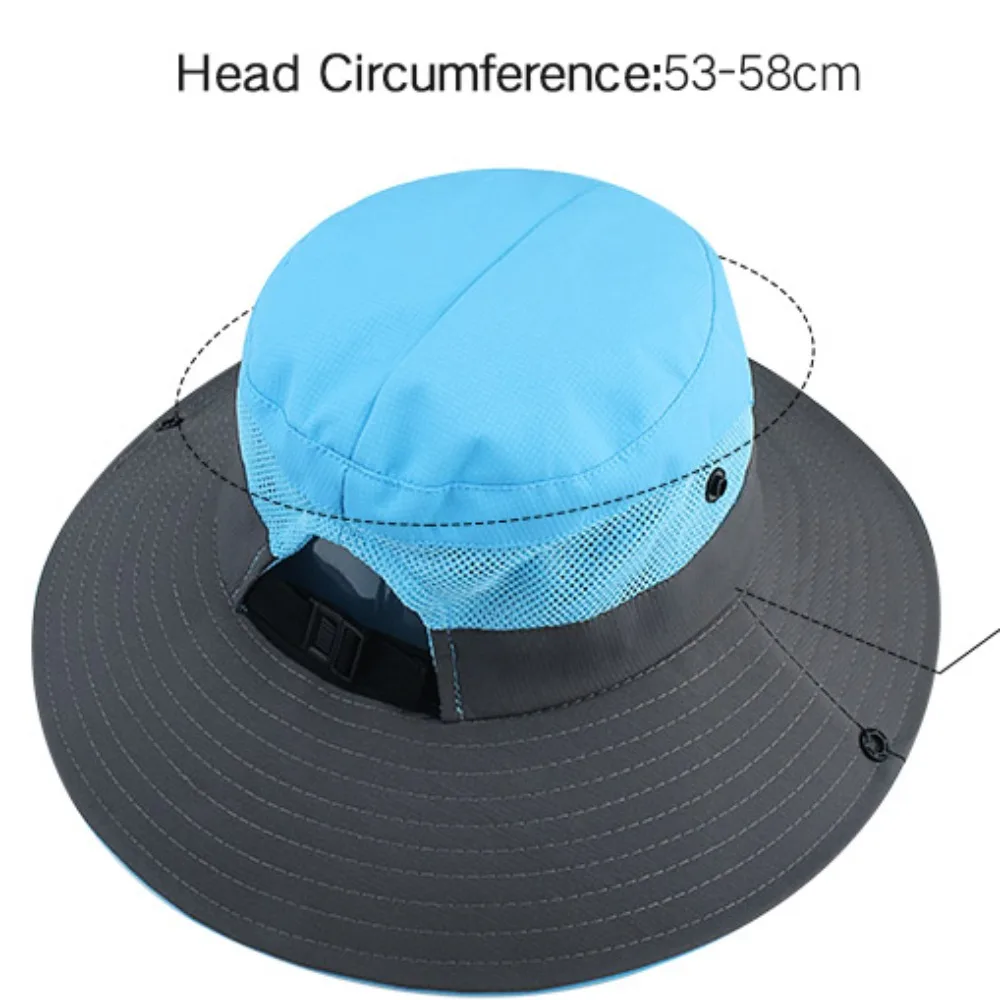 Summer Women Large Wide Brim Bob Hat Sun UV Protection UPF 50+ Hat Bucket with Chain Strap Outdoor Fishing Hiking Hat for Female