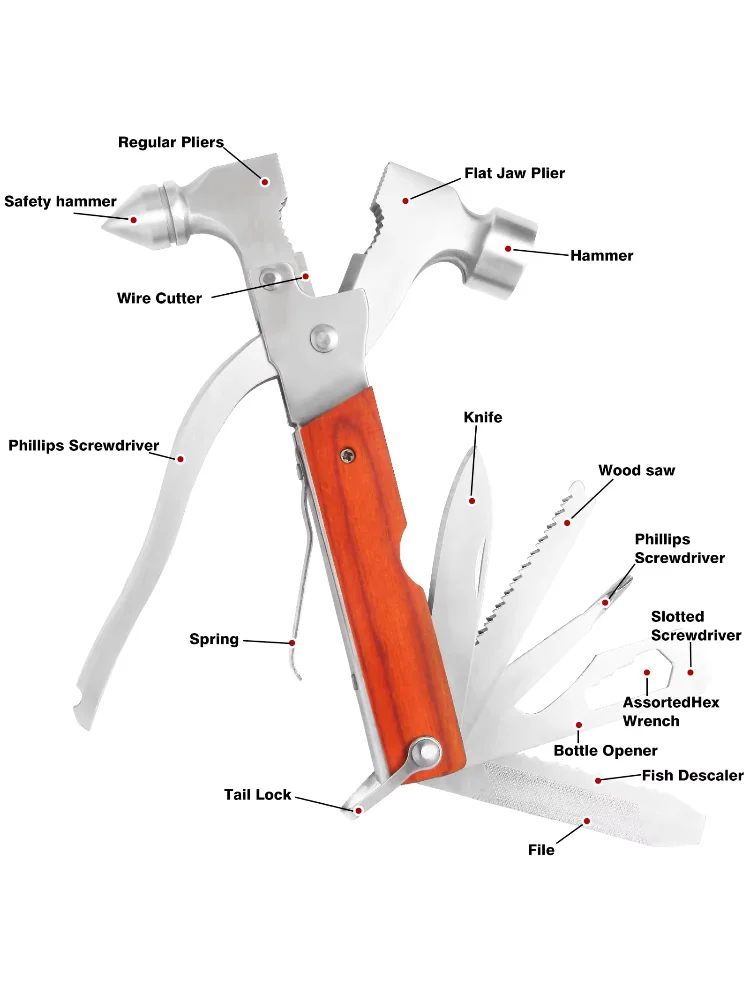 Camping Gear Multitool Car Escape Window Breaker Hammer Multifunction Hammer Outdoor Saving Hammer Survival Gear Gifts for Men