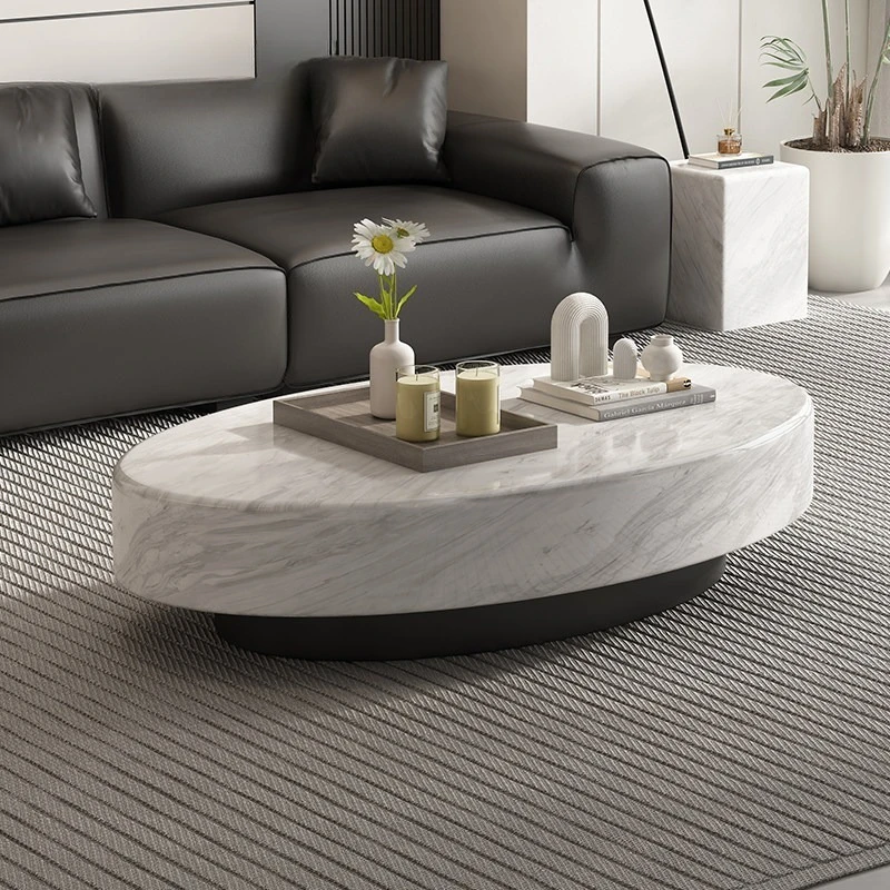 

Simple Decorative Coffee Table Design Interior Large Modern Oval Marble Sedentary Table Fashion Luxury Furniture Living Room