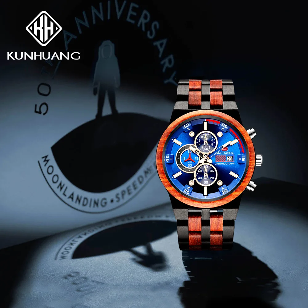 Cross border popular men's watch twist watch fashion night light sports multifunctional quartz wood watch