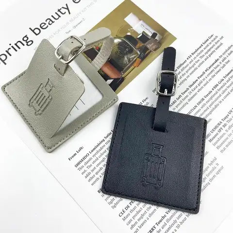 Square Shape PU Luggage Tag Boarding Pass Information Card Aircraft Consignment Card Tag Anti-loss Name Card Address Label