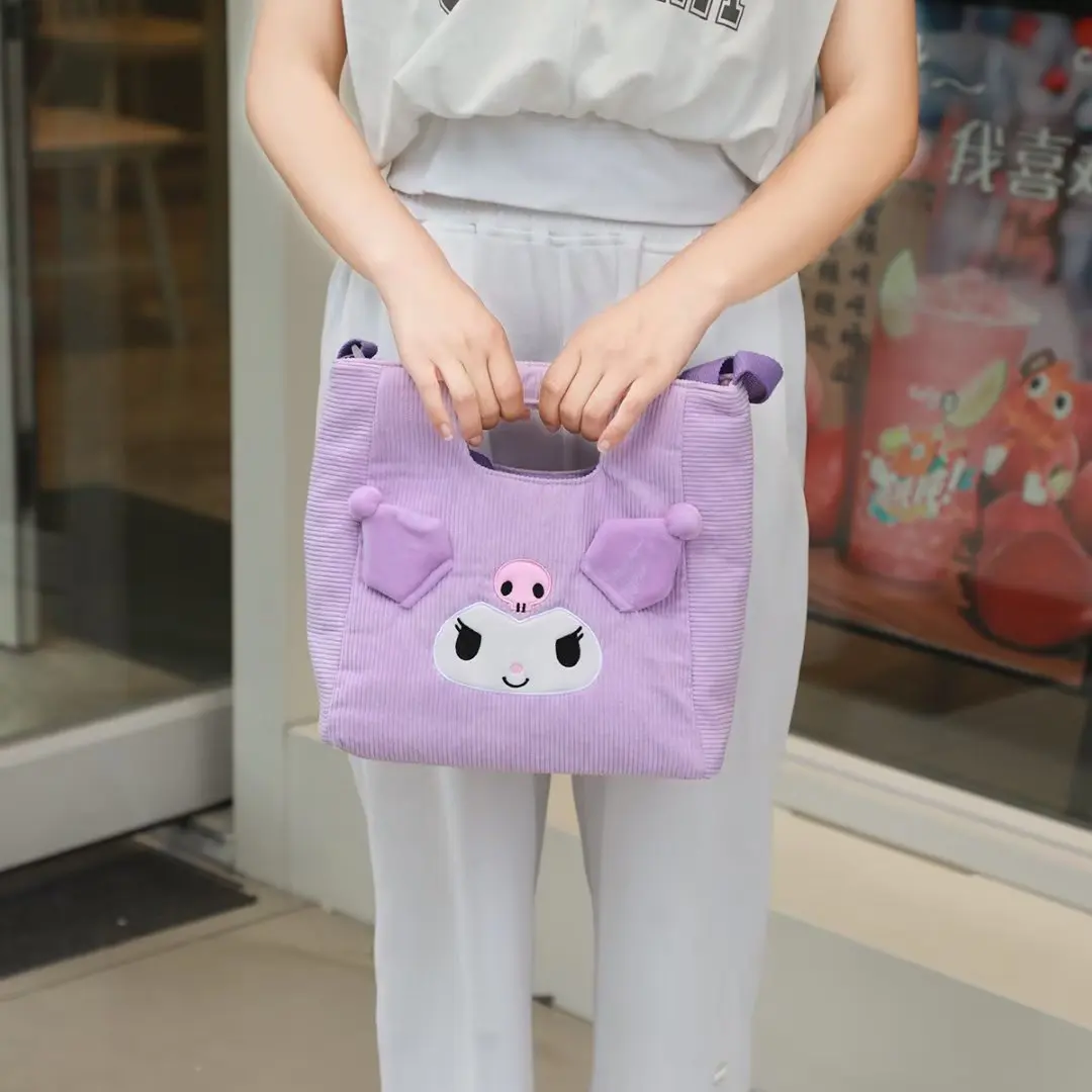 Kawaii Plush Bag Kuromi My Melody Cinnamoroll Pochacco Shoulder Crossbody Bag Japanese Style Anime Corduroy Handbag Xmas Gifts