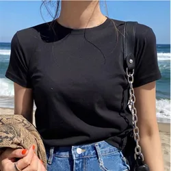 Slim Fit Color T-Shirt Women's Inner Wear Summer Top Fashionable Casual Cotton Tee Ladies' Stylish Base Layer
