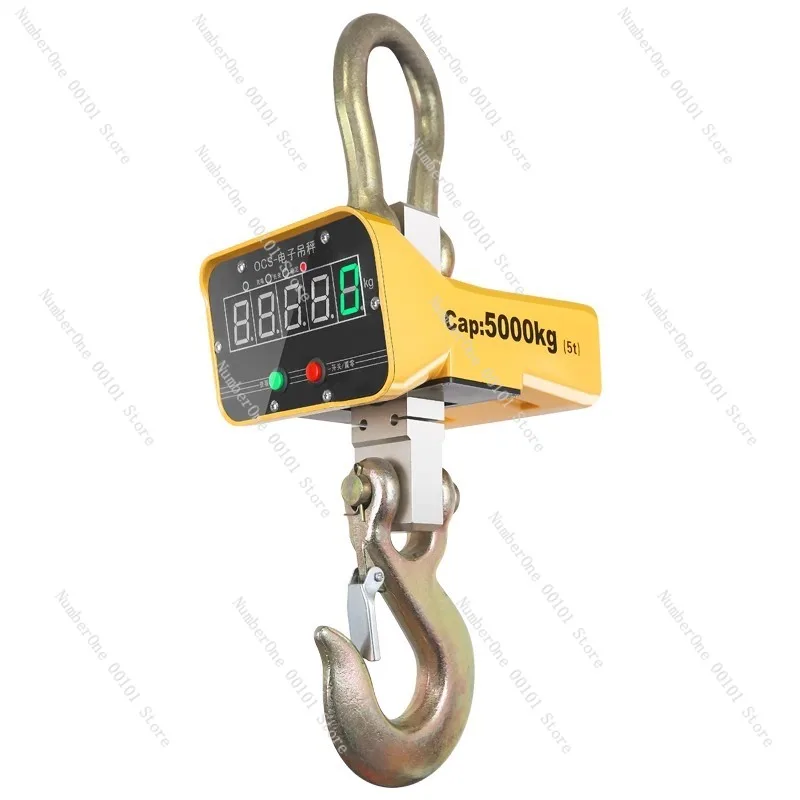 

Electronic Hanging Scale - 1/2/3/5/10 Ton Wireless Printing Crane Scale! High-Precision Load Cell, Stainless Hook.