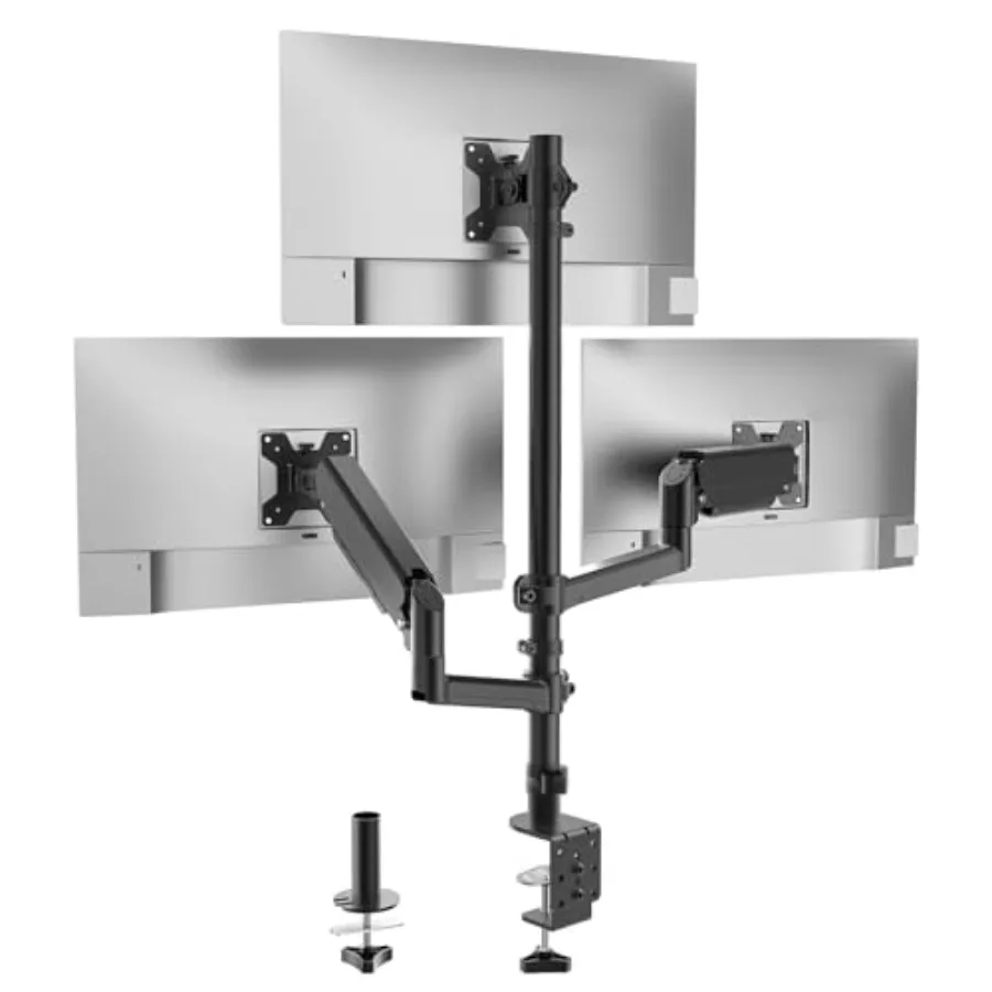 

Triple Monitor Mount for 13-32 inch Screens Taller 3 Monitor Desk Stand with Adjustable Gas Spring Supports up to 19.8lbs Max H