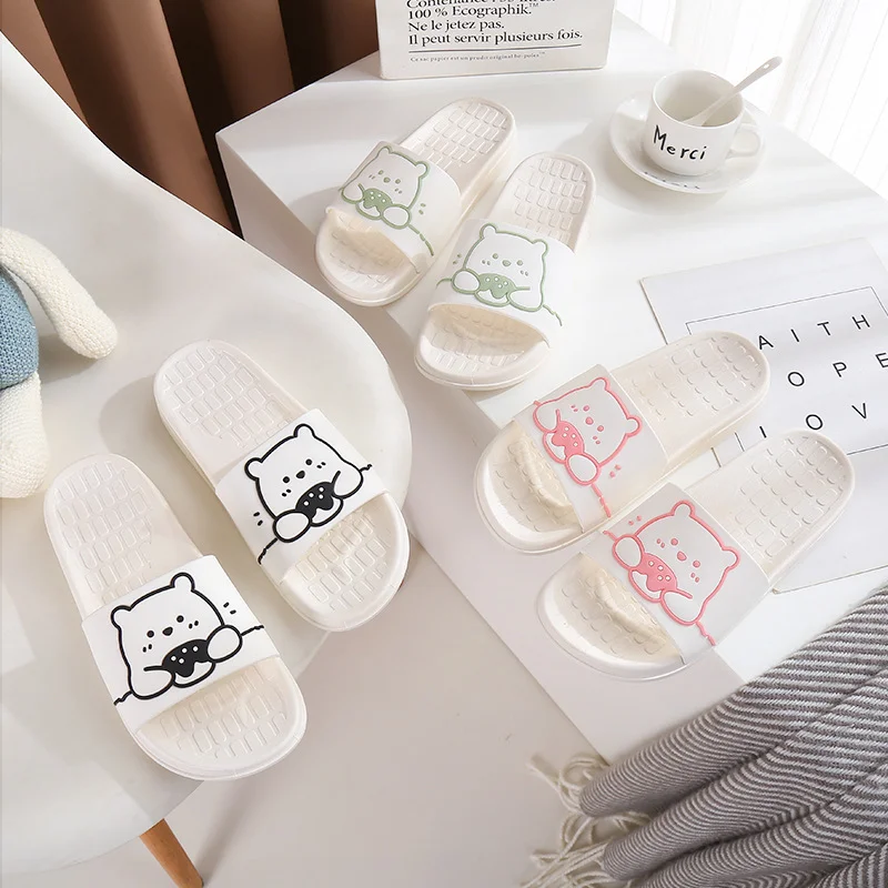 Woman Summer Beach Slides Cartoon Teddy bear women shoes Platform Cloud Sandal Flip Flops cute Non Slip Anti Skid Ladies new