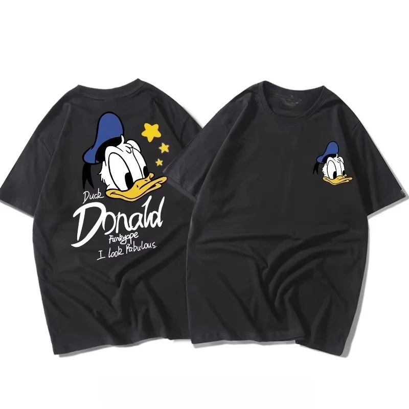 Disney Donald Duck Daisy Short Sleeve Couple's Round Neck Loose Casual Fashion Y2 Harajuku Trendy T-shirt for Men and Women