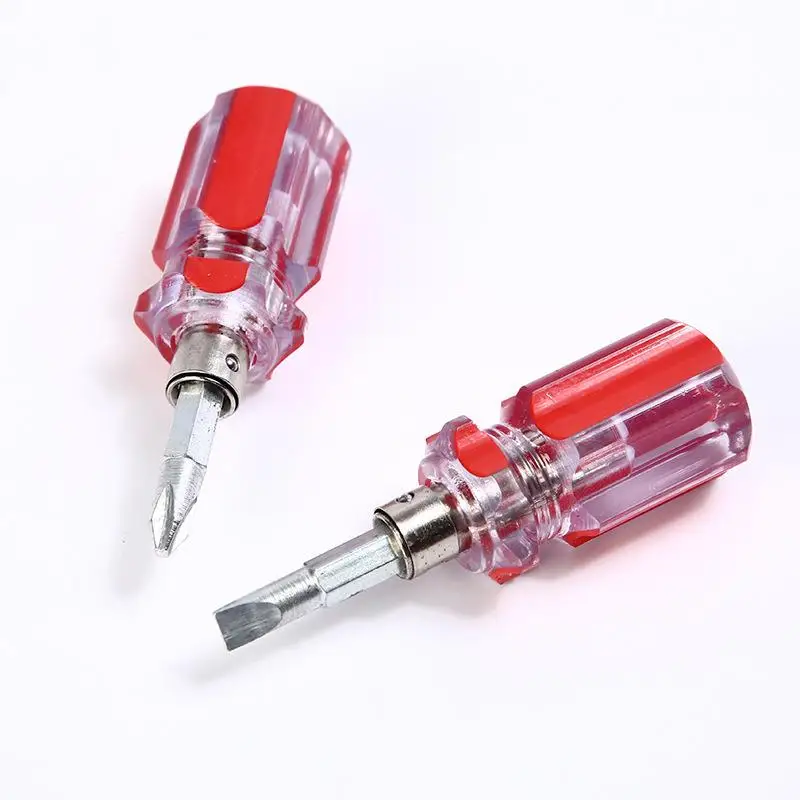 2pcs  Screwdriver Transparent Head Mini Small Portable Radish Head Handle With Flat Head Slotted  Cross Repair Hand Tool