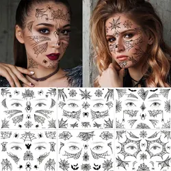 Spider Web Face Tattoo Stickers Black Style Body Makeup Waterproof Temporary Tattoos for Halloween Fake Tattoo