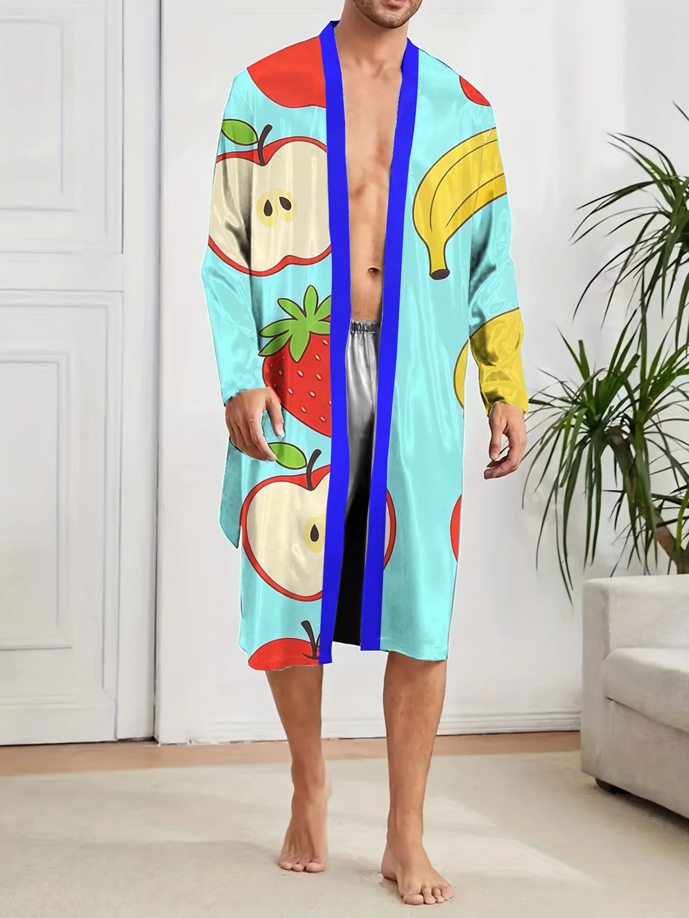 New men's sleeping robe 3D printed bathrobe with fast drying, non fading, skin friendly and lightweight design for home use