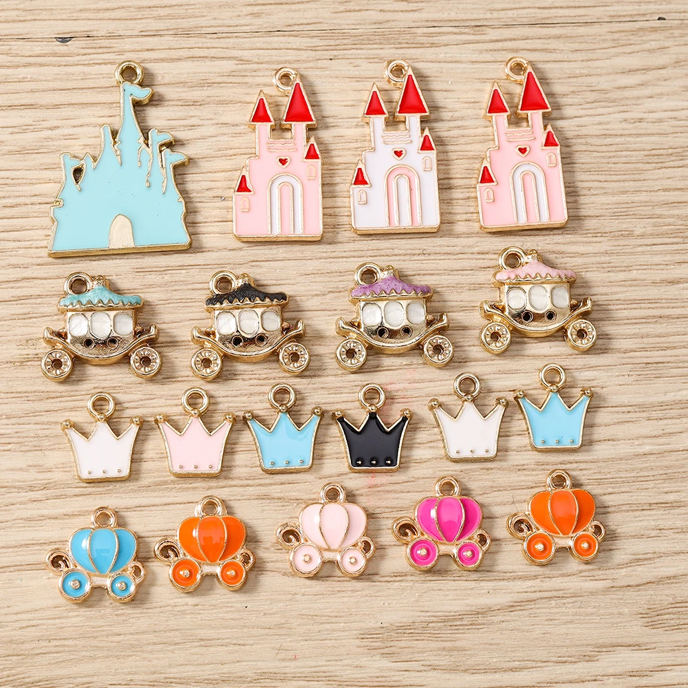 Tusember 20 Stück niedliche Emaille-Anhänger mit Cartoon-Motiv, Prinzessin, Kürbis, Kutsche, für DIY-Ohrringe, Armbänder und Schmuckherstellung – Detail 1