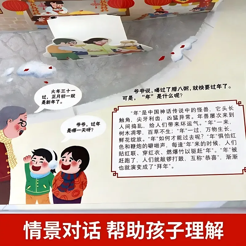 3D Book Traditional Festival Spring Festival Children's New Year Early Education Science Picture Book Pop-up Book
