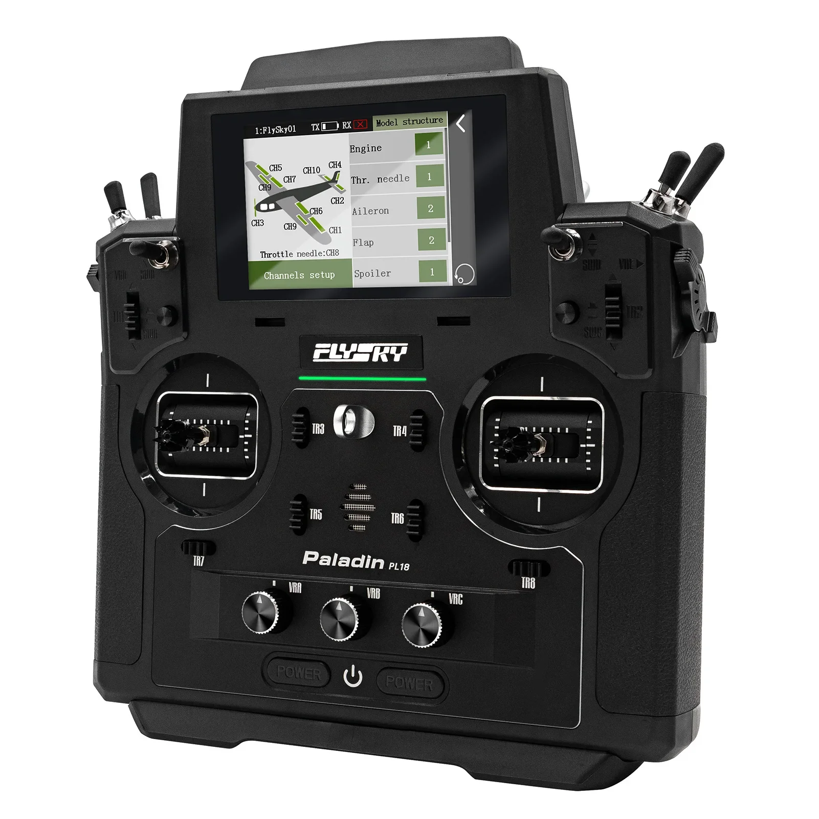 Original Flysky Paladin PL18 2.4G 18CH Radio Transmitter with FS-FTr10 FTr16S Receiver HVGA 3.5 Inch TFT Touching Screen