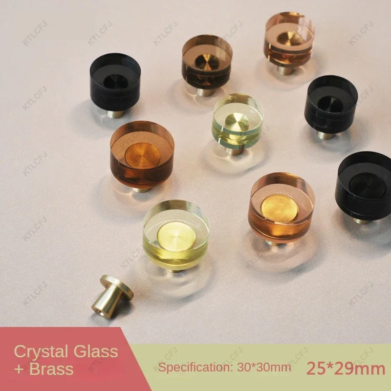 High End Pure Copper Crystal Glass Color Matching Handle Single Hole Modern Simple and Light Luxury Cabinet Handle