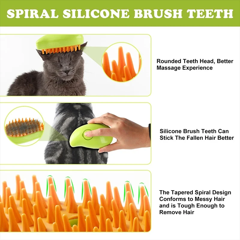 Pet Grooming Cat Brush Electric Spray Water Spray Kitten Dog Comb Soft Silicone Depilation Cats Bath Hair Brush Grooming Supplie image 4
