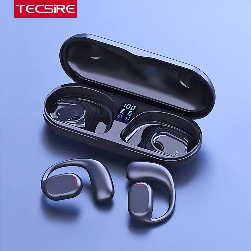 TECSIRE OWS Earphone Bluetooth Open Ear Wireless Earbuds Bass Stereo Sound Touch Control Water Resistant with Microphone