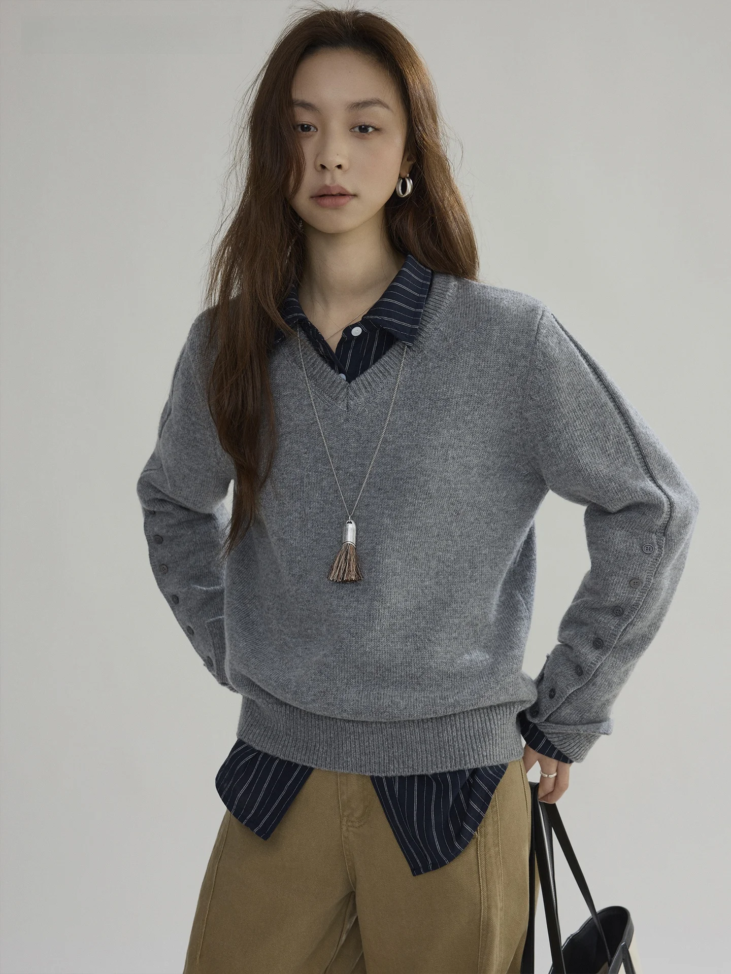 

Joli Choose Casual round Ne Knitted Open Cardigan Women's Faion Simple Commute Sweater Polyester Wool Blend Long Sve